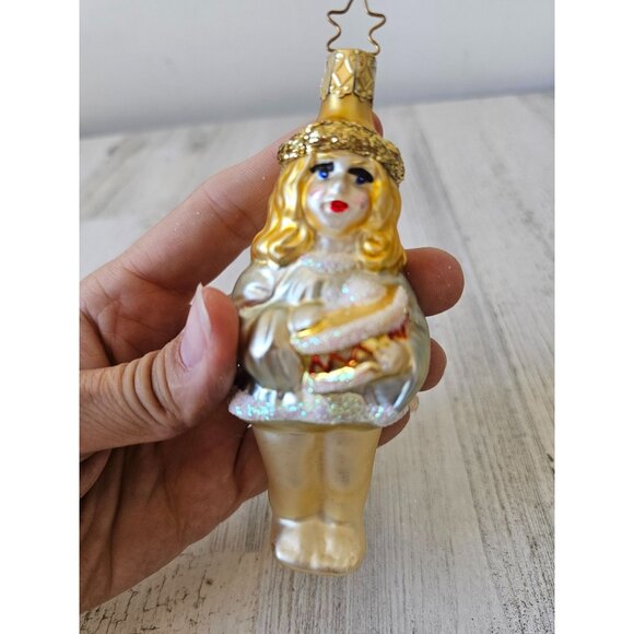 Inge glas girl drum musical Angel Gold Glass ornament Xmas tree - Picture 5 of 7